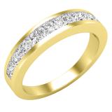 1.25 Carat (ctw) Princess White Diamond Ladies Wedding Stackable Band  1 1/4 CT 14K Yellow Gold