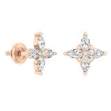 0.50 Carat (ctw) 14K Rose Gold Marquise White Diamond Ladies Stud Earrings 1/2 CT