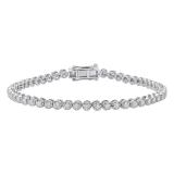 1.55 Carat (ctw) 10K White Gold Round White Diamond Ladies Tennis Bracelet 1 1/2 CT