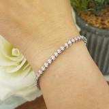 1.55 Carat (ctw) 10K White Gold Round White Diamond Ladies Tennis Bracelet 1 1/2 CT