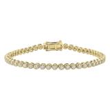 1.55 Carat (ctw) 14K Yellow Gold Round White Diamond Ladies Tennis Bracelet 1 1/2 CT