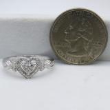 0.35 Carat (ctw) Sterling Silver Round White Diamond Ladies Heart Shaped Engagement Ring 1/3 CT