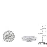 0.10 Carat (ctw) Sterling Silver Round Diamond Ladies Bridal Vintage Engagement Ring Set 1/10 CT