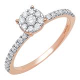 0.40 Carat (ctw) 10K Rose Gold Round White Diamond Ladies Bridal Engagement Ring