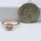 10K Rose Gold 5 MM Cushion Morganite & Round White Diamond Ladies Bridal Engagement Ring
