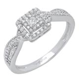 0.35 Carat (ctw) 10K White Gold Princess & Round Diamond Ladies Bridal Engagement Ring 1/3 CT