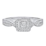 0.35 Carat (ctw) 10K White Gold Princess & Round Diamond Ladies Bridal Engagement Ring 1/3 CT