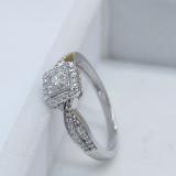 0.35 Carat (ctw) 10K White Gold Princess & Round Diamond Ladies Bridal Engagement Ring 1/3 CT