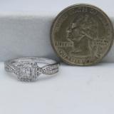 0.35 Carat (ctw) 10K White Gold Princess & Round Diamond Ladies Bridal Engagement Ring 1/3 CT