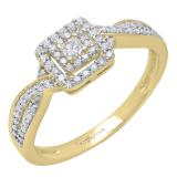 0.35 Carat (ctw) 10K Yellow Gold Princess & Round Diamond Ladies Bridal Engagement Ring 1/3 CT