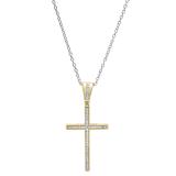 0.20 Carat (ctw) 10K Yellow Gold Round Diamond Ladies Cross Pendant 1/5 CT (Silver Chain Included)