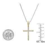0.20 Carat (ctw) 10K Yellow Gold Round Diamond Ladies Cross Pendant 1/5 CT (Silver Chain Included)