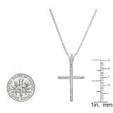 0.20 Carat (ctw) 14K White Gold Round Diamond Ladies Cross Pendant 1/5 CT (Silver Chain Included)