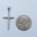 0.20 Carat (ctw) 14K White Gold Round Diamond Ladies Cross Pendant 1/5 CT (Silver Chain Included)
