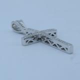 0.20 Carat (ctw) 14K White Gold Round Diamond Ladies Cross Pendant 1/5 CT (Silver Chain Included)