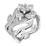 1.50 Carat (ctw) 10K White Gold Round Diamond Ladies Fashion Vintage Engagement Ring Set 1 1/2 CT