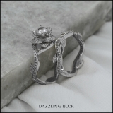 1.50 Carat (ctw) 10K White Gold Round Diamond Ladies Fashion Vintage Engagement Ring Set 1 1/2 CT