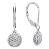0.35 Carat (ctw) Sterling Silver Round White Diamond Dangling Drop Earrings 1/3 CT