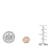 14K Rose Gold 5 MM Round Morganite & Diamond Ladies Fashion Hexagon Stud Earrings