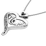 0.05 Carat (ctw) Sterling Silver Round Diamond Ladies Heart Moms Gift Mothers Journey Pendant