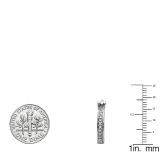 0.25 Carat (ctw) Platinum Plated Sterling Silver Round Diamond Hip Hop Iced Hoop Earrings 1/4 CT