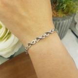0.20 Carat (ctw) Sterling Silver Round Blue & White Diamond Ladies Infinity Tennis Bracelet 1/5 CT
