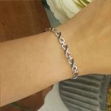 0.20 Carat (ctw) Sterling Silver Round Blue & White Diamond Ladies Infinity Tennis Bracelet 1/5 CT