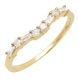 0.25 Carat (ctw) 10K Yellow Gold Round & Baguette Diamond Ladies Wedding Stackable Band 1/4 CT