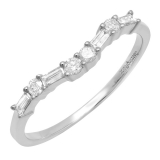 0.25 Carat (ctw) 14K White Gold Round & Baguette Diamond Ladies Wedding Stackable Band 1/4 CT