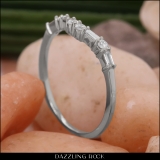 0.25 Carat (ctw) 14K White Gold Round & Baguette Diamond Ladies Wedding Stackable Band 1/4 CT