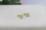 0.05 Carat (ctw) 18K Yellow Gold Plated Sterling Silver Round Diamond Mens Stud Earrings 1/10 CT