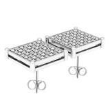 0.35 Carat (ctw) Sterling Silver Diamond Square Shape Mens Ladies Hip Hop Stud Earrings 1/3 CT