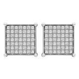 0.35 Carat (ctw) Sterling Silver Diamond Square Shape Mens Ladies Hip Hop Stud Earrings 1/3 CT
