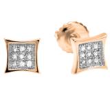 0.07 Carat (ctw) 10K Rose Gold Round Diamond Kite Shape Mens Hip Hop Stud Earrings