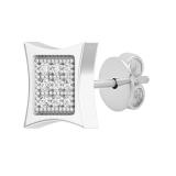 0.05 Carat (Cttw) Round Diamond Kite Shape Mens Hip Hop Iced Single Stud Earring (1 Pc Only) 10K White Gold