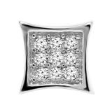 0.05 Carat (Cttw) Round Diamond Kite Shape Mens Hip Hop Iced Single Stud Earring (1 Pc Only) 10K White Gold
