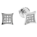 0.07 Carat (ctw) 10K White Gold Round Diamond Kite Shape Mens Hip Hop Stud Earrings