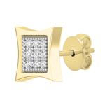 0.05 Carat (Cttw) Round Diamond Kite Shape Mens Hip Hop Iced Single Stud Earring (1 Pc Only) 10K Yellow Gold