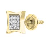 0.05 Carat (Cttw) Round Diamond Kite Shape Mens Hip Hop Iced Single Stud Earring (1 Pc Only) 18K Yellow Gold