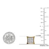0.05 Carat (Cttw) Round Diamond Kite Shape Mens Hip Hop Iced Single Stud Earring (1 Pc Only) 18K Yellow Gold