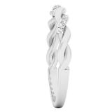 0.05 Carat (ctw) 10K White Gold Round Diamond Bridal Anniversary Wedding Band Stackable Swirl Ring