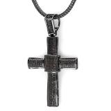 3.15 Carat (ctw) Black Rhodium Plated Sterling Silver Round Black Diamond Ladies Cross Pendant