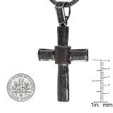 3.15 Carat (ctw) Black Rhodium Plated Sterling Silver Round Black Diamond Ladies Cross Pendant