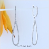 0.55 Carat (ctw) Sterling Silver Round White Diamond Ladies Teardrop Dangling Earrings 1/2 CT