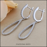 0.55 Carat (ctw) Sterling Silver Round White Diamond Ladies Teardrop Dangling Earrings 1/2 CT