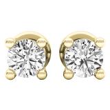 0.35 Carat (ctw) 18K Yellow Gold Round White Diamond Ladies Stud Earrings 1/3 CT