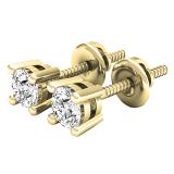 0.35 Carat (ctw) 18K Yellow Gold Round White Diamond Ladies Stud Earrings 1/3 CT