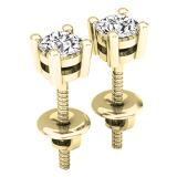 0.35 Carat (ctw) 18K Yellow Gold Round White Diamond Ladies Stud Earrings 1/3 CT