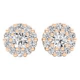 0.45 Carat (ctw) 10K Rose Gold Round Diamond Ladies Cluster Style Stud Earrings 1/2 CT
