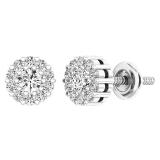 0.45 Carat (ctw) 10K White Gold Round Diamond Ladies Cluster Style Stud Earrings 1/2 CT